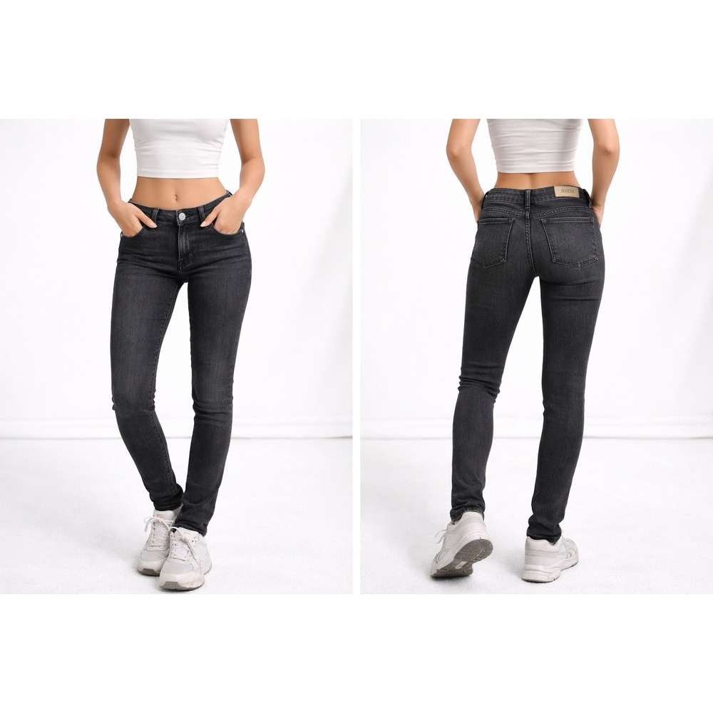 Pilcro Mid Rise Skinny Jeans Women's 26 Tall 26x29 Black Wash Made USA Stretch